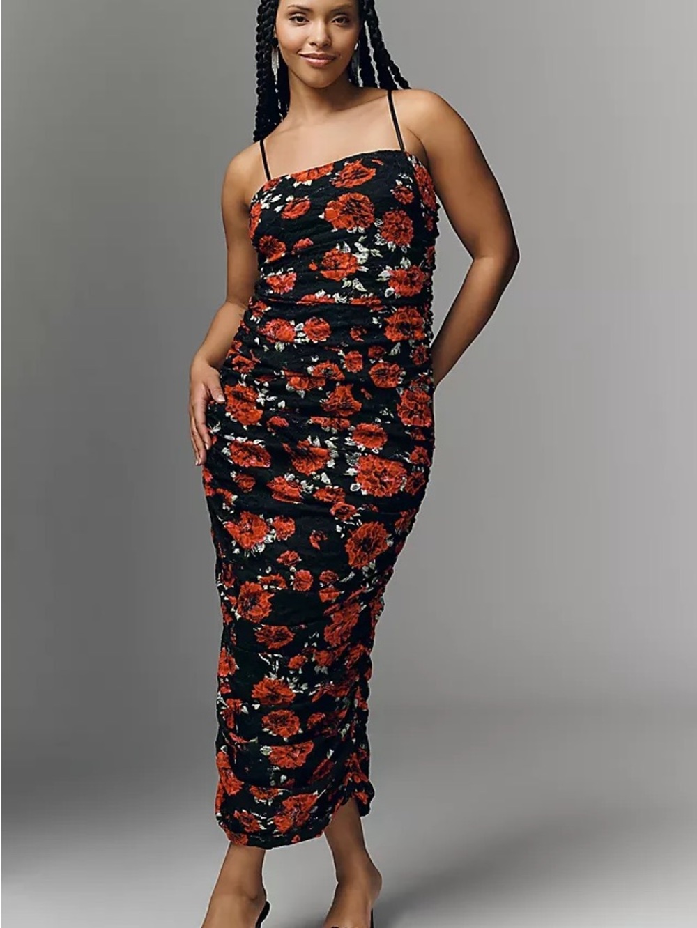 Anthropologie Black Floral Dress with Red Roses NWT size 1X